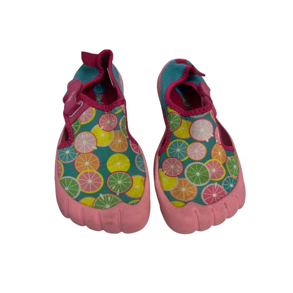 Newtz Kids Water Shoes Pink Teal Citrus‎ Fruit Print Size 13/1 GMNZ62CR046